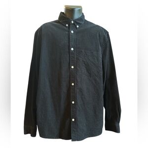 Men’s H&M Corduroy Black Button Down‎  Shirt XL EUC Long Sleeve Breast Pocket